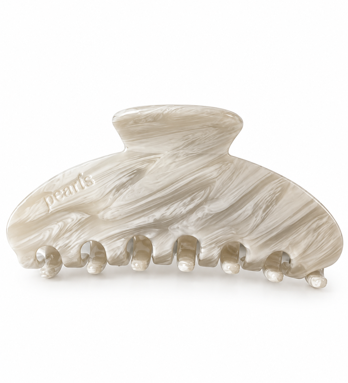 Alabaster Clip, pearly white marbled claw clip by Pearls Studios