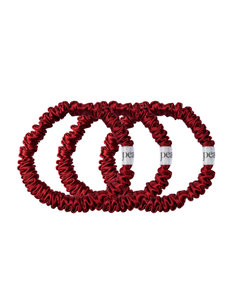 Bordeaux silk scrunchies, set of three by Pearls Studios