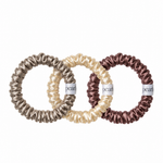 Lunara Scrunchies, Mist, Moonstone and Merlot satin skinny scrunchies by Pearls Studios
