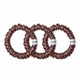 Merlot Scrunchies, three mauve satin skinny scrunchies by Pearls Studios
