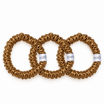 Ochre Scrunchies, three gold satin skinny scrunchies by Pearls Studios