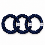 Twilight Scrunchies, three navy satin skinny scrunchies by Pearls Studios