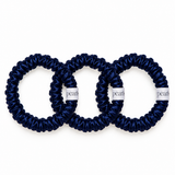 Twilight Scrunchies, three navy satin skinny scrunchies by Pearls Studios